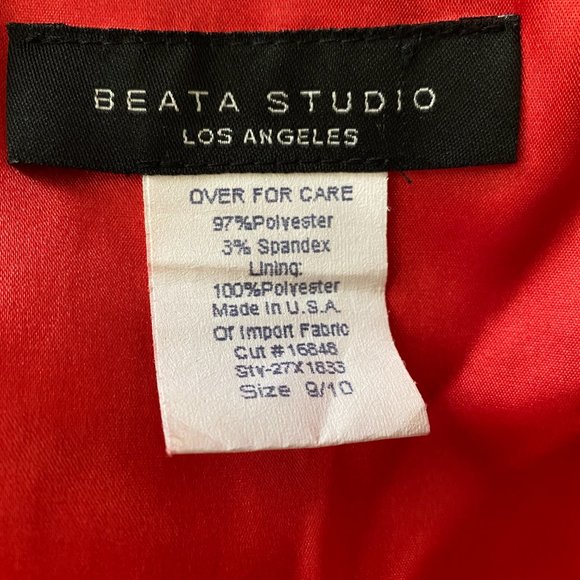 Beata Studio / Red Strapless Dress, Side zipper  Size 9/10 - Picture 6 of 7